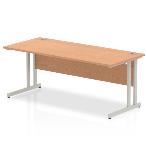 Impulse 1800 x 800mm Straight Desk Oak Top Silver Cantilever Leg I000809