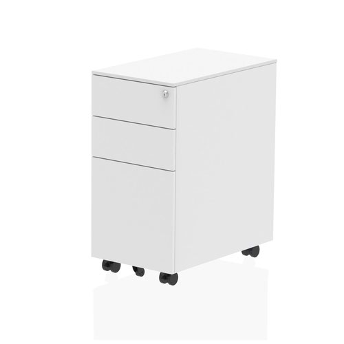 3 Drawer Dynamic Steel Slim Mobile Pedestal White I000906