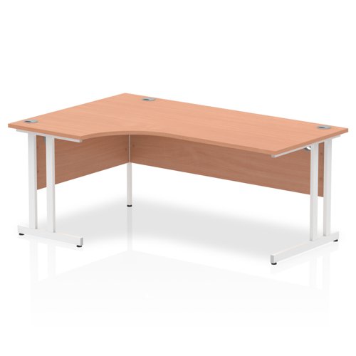 Impulse Contract Left Hand Crescent Cantilever Desk W1800 x D1200 x H730mm Beech Finish/White Frame - I001877