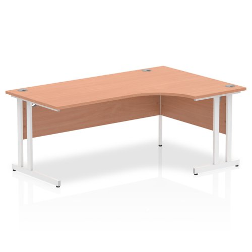 Impulse Contract Right Hand Crescent Cantilever Desk W1800 x D1200 x H730mm Beech Finish/​White Frame - I001878
