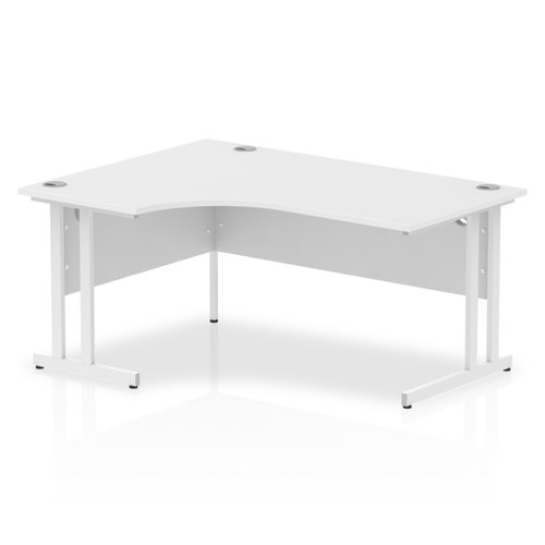 Impulse Contract Left Hand Crescent Radial Cantilever Desk W1600 x D1200 x H730mm White Finish/White Frame - I002392