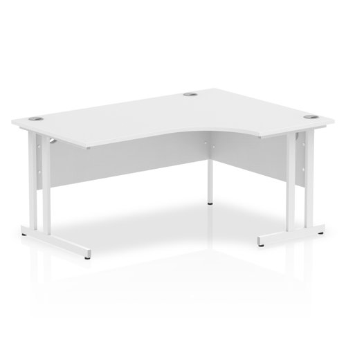 Impulse Contract Right Hand Crescent Cantilever Desk W1600 x D1200 x H730mm White Finish/White Frame - I002393