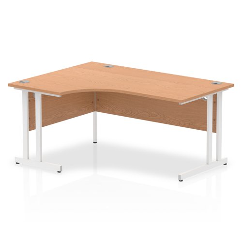 Impulse Contract Left Hand Crescent Radial Cantilever Desk W1600 x D1200 x H730mm Oak Finish/​White Frame - I002844