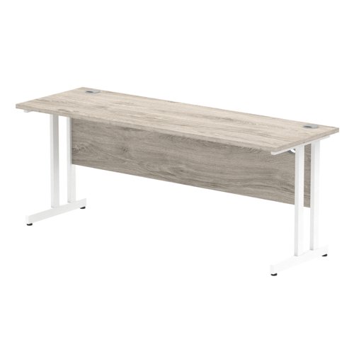 Impulse 1800 x 600mm Straight Desk Grey Oak Top White Cantilever Leg I003080