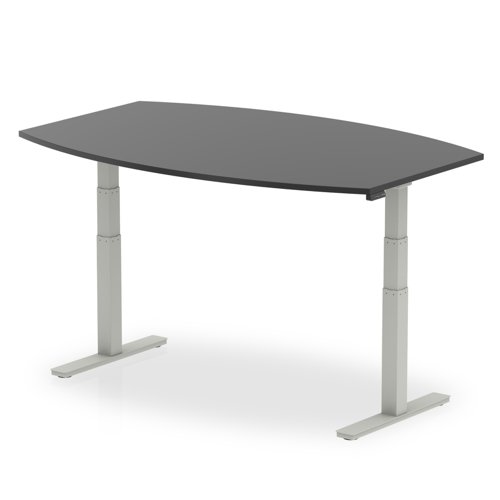Boardroom / Meeting Dynamic High Gloss 1800mm Writable Boardroom Table Black Top Silver Height Adjustable Leg I003551