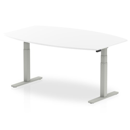 Boardroom / Meeting Dynamic High Gloss 1800mm Writable Boardroom Table White Top Silver Height Adjustable Leg I003553