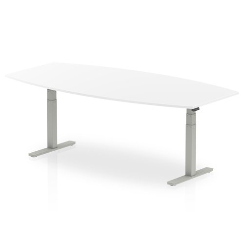 Boardroom / Meeting Dynamic High Gloss 2400mm Writable Boardroom Table White Top Silver Height Adjustable Leg I003554