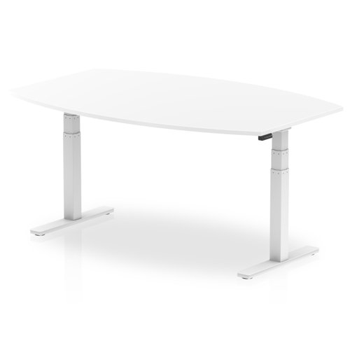 Boardroom / Meeting Dynamic High Gloss 1800mm Writable Boardroom Table White Top White Height Adjustable Leg I003567