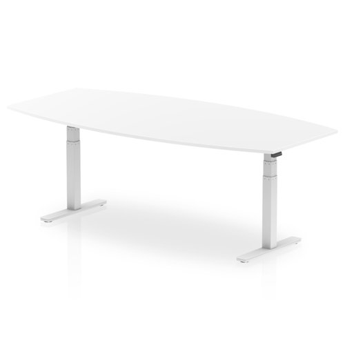 Boardroom / Meeting Dynamic High Gloss 2400mm Writable Boardroom Table White Top White Height Adjustable Leg I003568