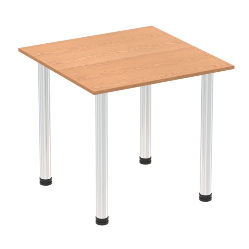 Impulse 800mm Square Table Oak Top Chrome Post Leg I003580