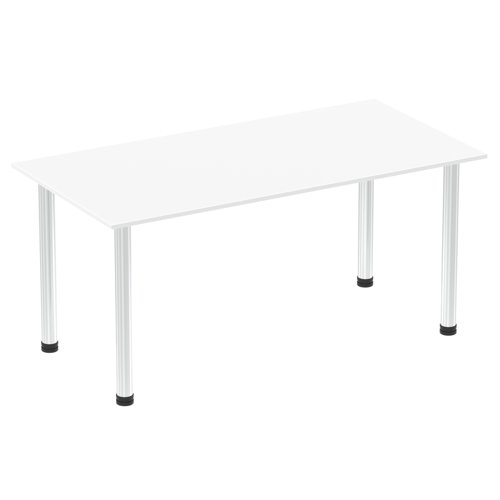 Impulse 1600mm Straight Table White Top Chrome Post Leg I003594