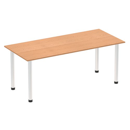 Impulse 1800mm Straight Table Oak Top Chrome Post Leg I003600