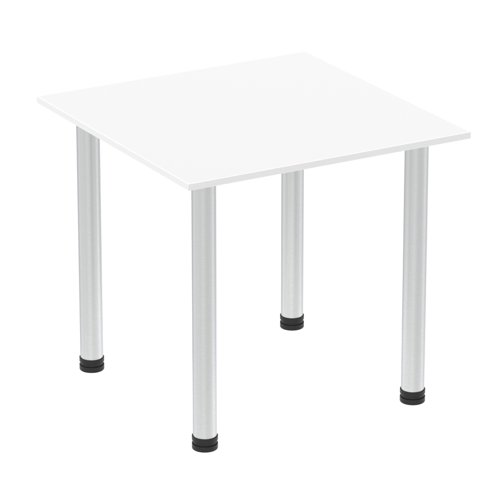 Impulse 800mm Square Table White Top Aluminium Post Leg I003627