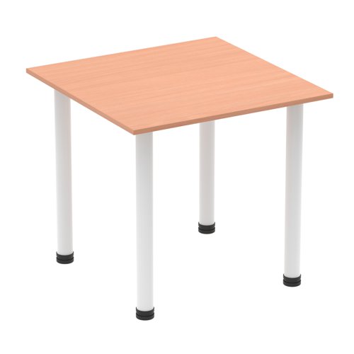 Impulse 800mm Square Table Beech Top White Post Leg I003674