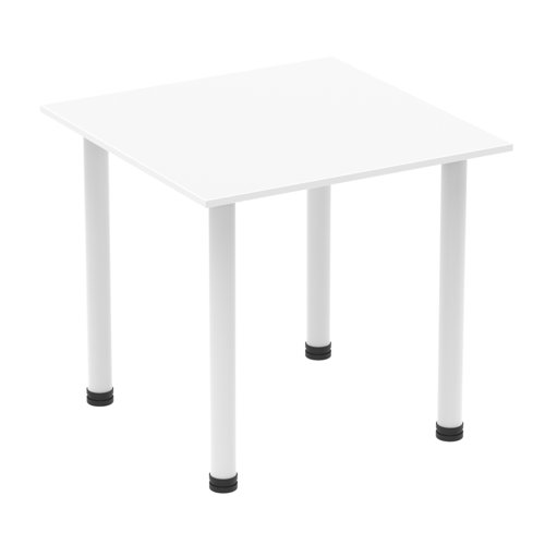 Impulse 800mm Square Table White Top White Post Leg I003675