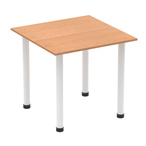 Impulse 800mm Square Table Oak Top White Post Leg I003676