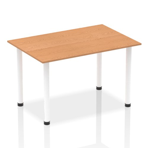Impulse 1400mm Straight Table Oak Top White Post Leg I003685