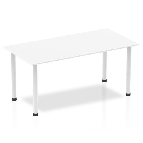 Impulse 1600mm Straight Table White Top White Post Leg I003690
