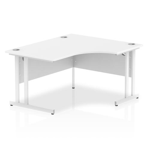 Impulse 1400mm Right Crescent Desk White Top White Cantilever Leg I003840