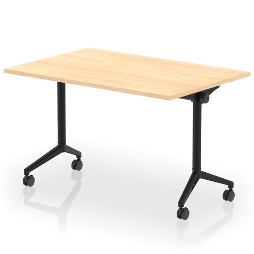 Impulse Plus Flip Top 1200mm Rectangular Table With Black Foot Maple Top Impulse Plus Flip Top 1200mm Rectangular Table With Black Foot Maple Top