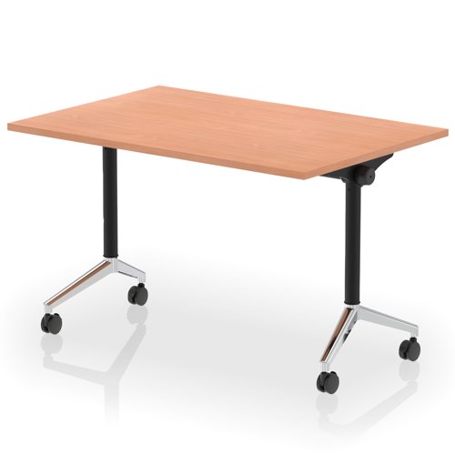 Impulse Plus Flip Top 1200mm Rectangular Table With Chrome Foot Beech Top Impulse Plus Flip Top 1200mm Rectangular Table With Chrome Foot Beech Top