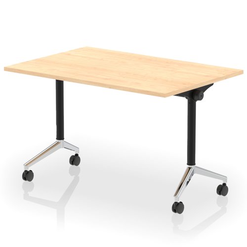 Impulse Plus Flip Top 1200mm Rectangular Table With Chrome Foot Maple Top Impulse Plus Flip Top 1200mm Rectangular Table With Chrome Foot Maple Top