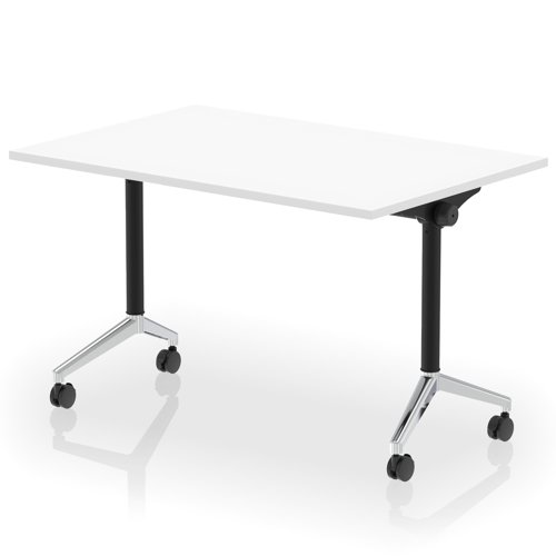 Impulse Plus Flip Top 1200mm Rectangular Table With Chrome Foot White Top Impulse Plus Flip Top 1200mm Rectangular Table With Chrome Foot White Top