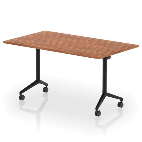 Impulse Plus Flip Top 1400mm Rectangular Table With Black Foot Walnut Top Impulse Plus Flip Top 1400mm Rectangular Table With Black Foot Walnut Top