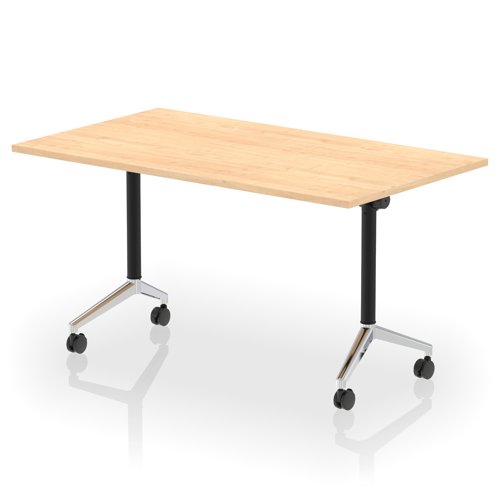 Impulse Plus Flip Top 1400mm Rectangular Table With Chrome Foot Maple Top Impulse Plus Flip Top 1400mm Rectangular Table With Chrome Foot Maple Top