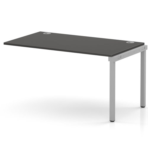 Impulse Bench Single Row Ext Kit 1400 Silver Frame Office Bench Desk Carbon Grey