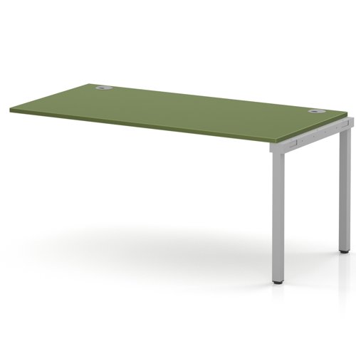 Impulse Bench Single Row Ext Kit 1600 Silver Frame Office Bench Desk Moss Green