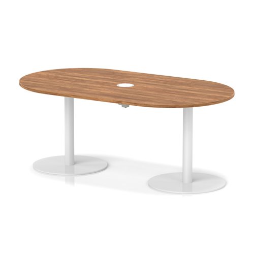 Italia Volta 1800mm Poseur Boardroom Table With Pop-up Power Module Walnut Top 720mm High White Leg Italia Volta 1800mm Poseur Boardroom Table With Pop-up Power Module Walnut Top 720mm High White Leg