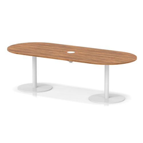 Italia Volta 2400mm Poseur Boardroom Table With Pop-up Power Module Walnut Top 720mm High White Leg Italia Volta 2400mm Poseur Boardroom Table With Pop-up Power Module Walnut Top 720mm High White Leg