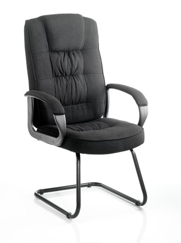 Reception Chairs Moore Cantilever Visitor Chair Black Fabric With Arms KC0149