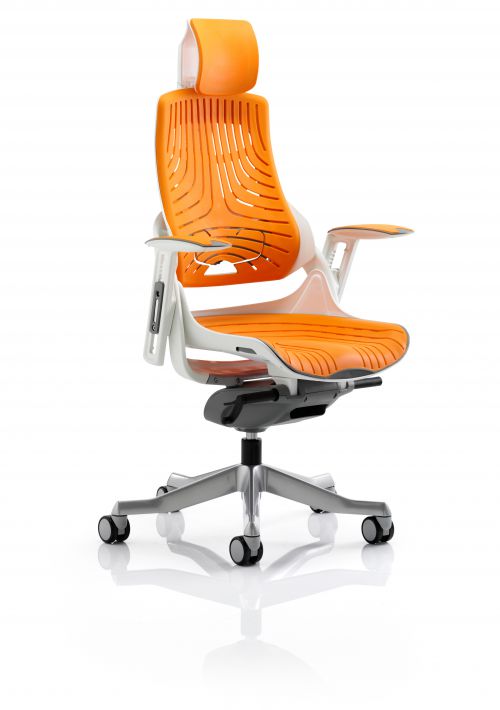 Executive Chairs Zure Elastomer Gel Orange With Arms With Headrest KC0165