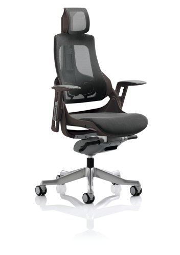 Executive Chairs Zure Executive Chair Black Frame Charcoal Mesh Back With Headrest KCUP1281