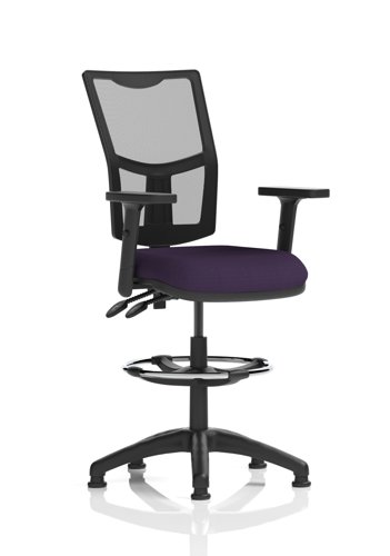 Eclipse Plus II Lever Task Operator Chair Mesh Back With High Rise Draughtsman Kit With Height Adjustable Arms Bespoke Colour Seat Tansy Purple Eclipse Plus II Lever Task Operator Chair Mesh Back With High Rise Draughtsman Kit With Height Adjustable Arms Bespoke Colour Seat Tansy Purple