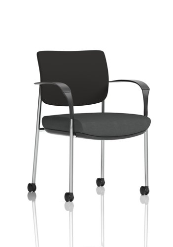 Brunswick Deluxe With Arms Chrome Frame With Castors Black Fabric Back Bespoke Colour Seat Quest Mussel Brunswick Deluxe With Arms Chrome Frame With Castors Black Fabric Back Bespoke Colour Seat Quest Mussel