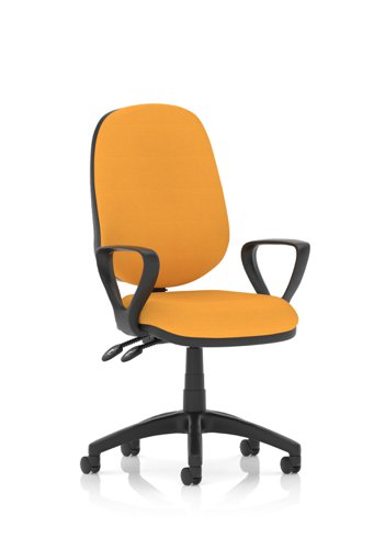 Luna II Lever Task Operator Chair With Loop Arms Bespoke Colour Back And Seat Senna Yellow Luna II Lever Task Operator Chair With Loop Arms Bespoke Colour Back And Seat Senna Yellow