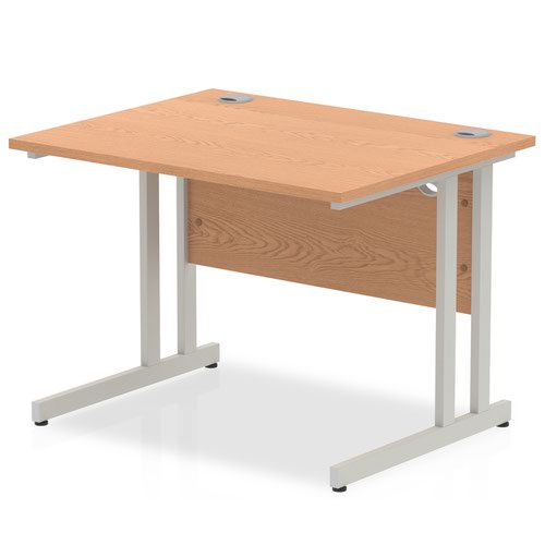 Impulse 1000 x 800mm Straight Desk Oak Top Silver Cantilever Leg MI000805