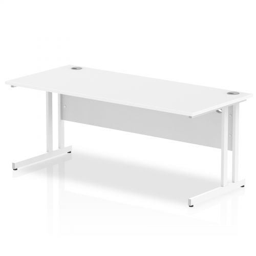 Rectangular Desks Impulse 1800 x 800mm Straight Desk White Top White Cantilever Leg MI002194