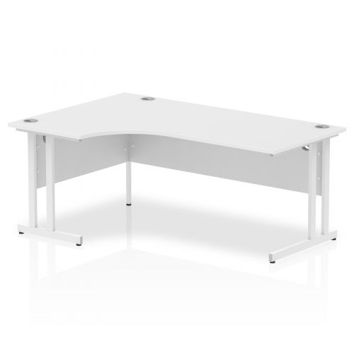 Impulse Contract Left Hand Crescent Cantilever Desk W1800 x D1200 x H730mm White Finish/​White Frame - I002394