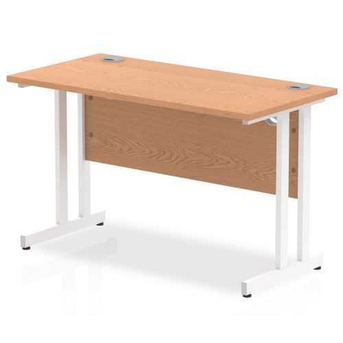 Impulse 1200 x 600mm Straight Desk Oak Top White Cantilever Leg MI002653