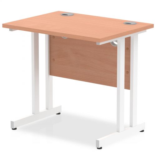 Impulse 800 x 600mm Straight Desk Beech Top White Cantilever Leg MI002885