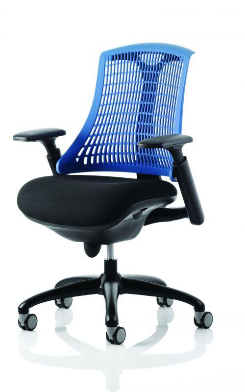 Desk Chairs Flex Task Operator Chair Black Frame Fabric Seat Blue Back With Arms OP000045