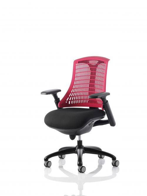 Flex Task Operator Chair Black Frame Fabric Seat Red Back With Arms OP000050
