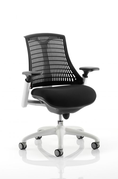 Desk Chairs Flex Task Operator Chair White Frame Fabric Seat Black Back With Arms OP000057
