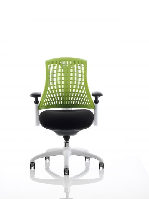 Desk Chairs Flex Task Operator Chair White Frame Fabric Seat Green Back With Arms OP000059