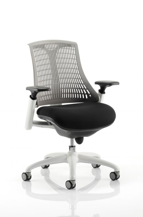Desk Chairs Flex Task Operator Chair White Frame Fabric Seat Grey Back With Arms OP000060
