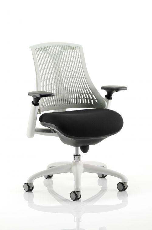 Desk Chairs Flex Task Operator Chair White Frame Fabric Seat Moonstone White Back With Arms OP000061